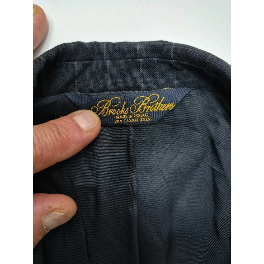 Brooks Brothers Mens Sport Coat 41L Midnight Blue Pinstripe Wool 2 Button Blazer
